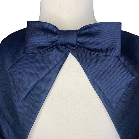 NWT Alfred Sung Princess Line Satin Twill Trumpet Maxi Dress Midnight Navy 16 - Picture 9 of 11